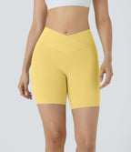 Softlyzero™ Short 17,5cm Yoga Taille Haute Crossover avec Poches Latérales