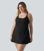 Robe de danse grande taille SoftlyZero™ Plush effet push-up dos nu avec bretelles réglables croisées et brassière intégrée – Édition Easy Peasy