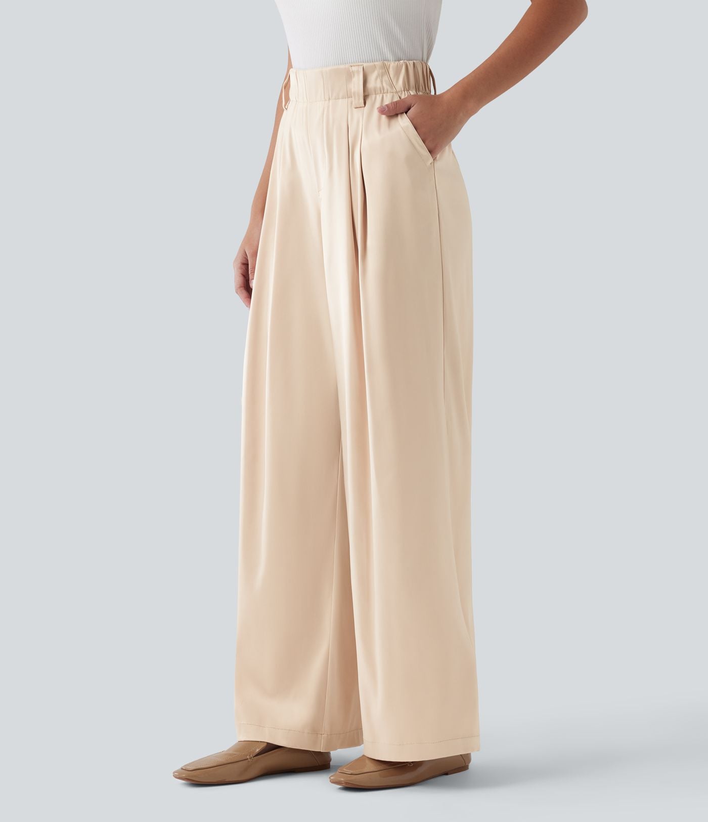 Pantalon tailleur Halara Flex™ large satin taille haute avec poches