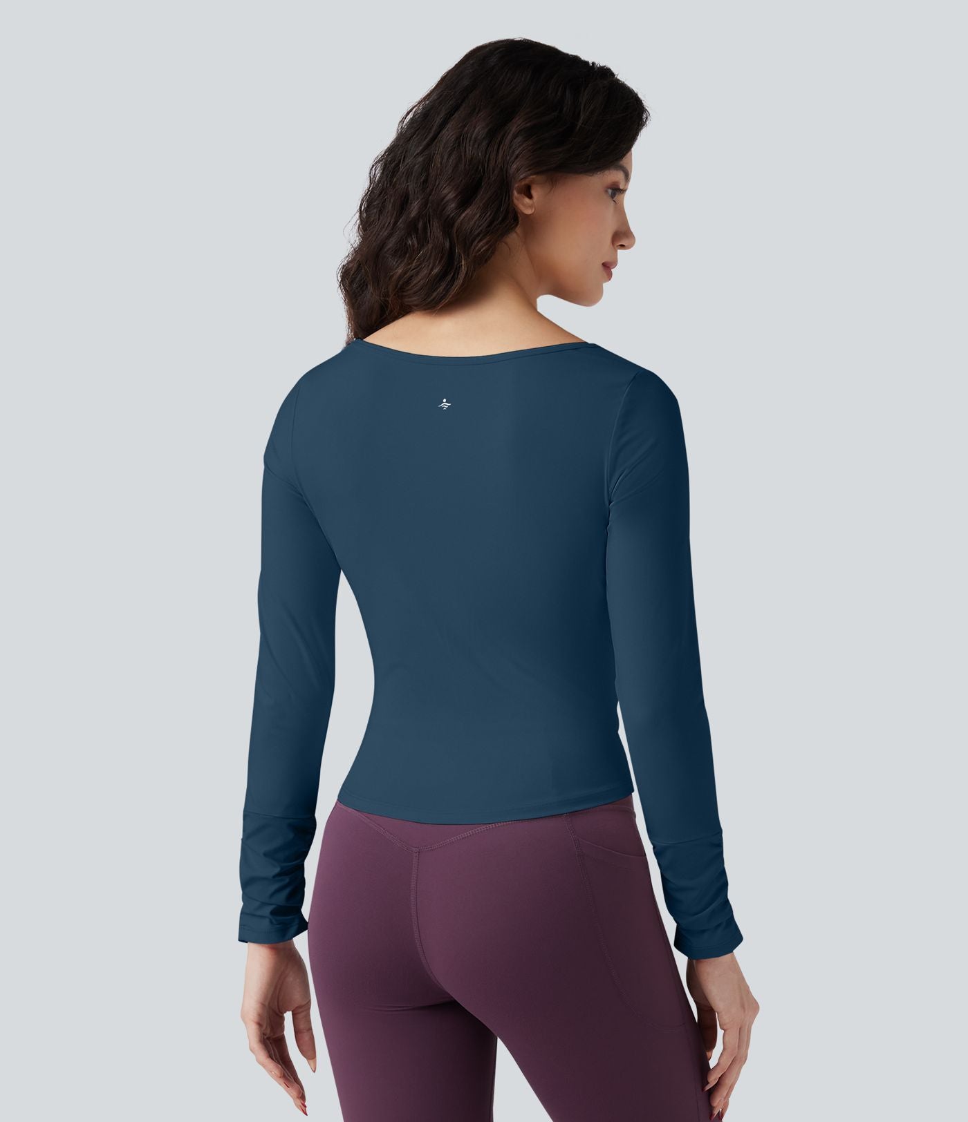 Haut de sport entraînement SoftlyZero™ Airy col carré manches longues froncé effet frais InstantCool