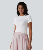 T-shirt crop décontracté OneForm Seamless Flow col rond manches courtes