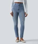 Jean Halara Flex™ taille haute slim délavé décontracté avec poches