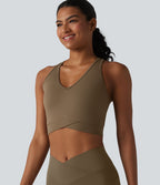 Débardeur de yoga SoftlyZero™ court col V dos nageur ourlet croisé avec brassière intégrée effet frais InstantCool, protection solaire UPF50+