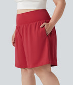 Short de yoga grande taille SoftlyZero™ Airy 2-en-1 taille très haute, à effet frais InstantCool, avec poches, 23 cm