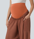Pantalon de grossesse casual ample taille super haute avec cordon de serrage et poches