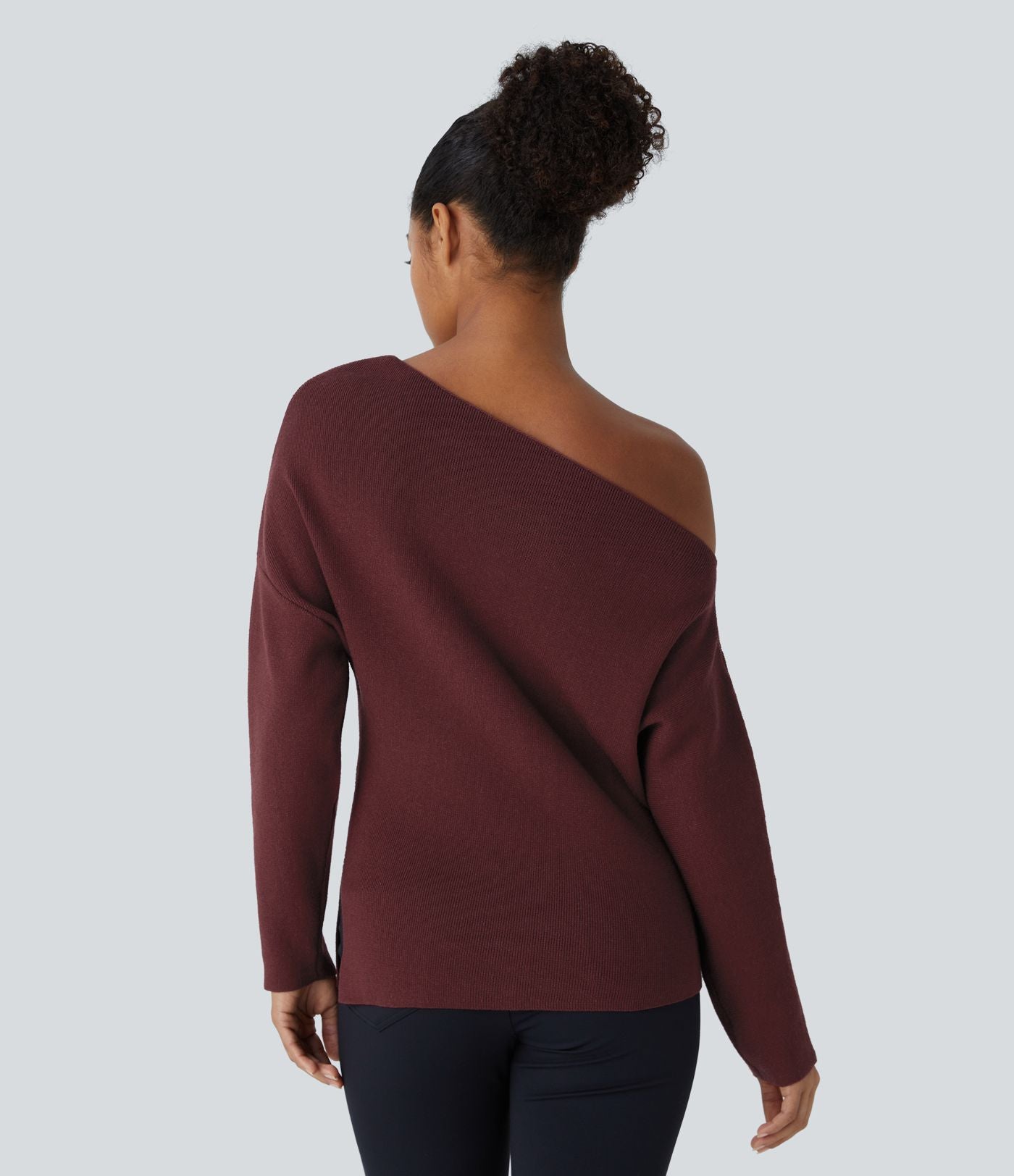Pull de travail à épaules dénudées, manches longues et fente