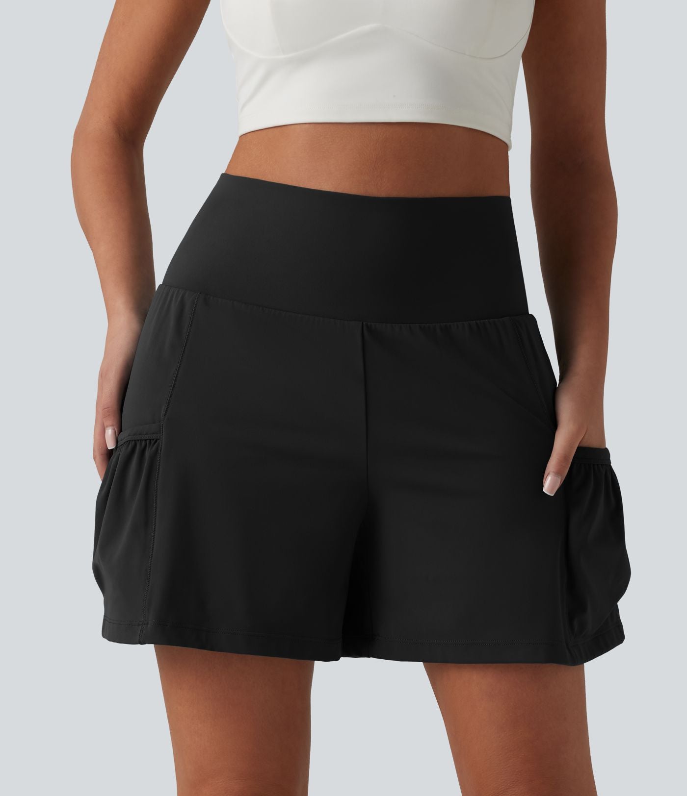 Short de sport SoftlyZero™ Airy taille haute gainant et rafraîchissant 2 en 1, 12,5 cm, avec poches