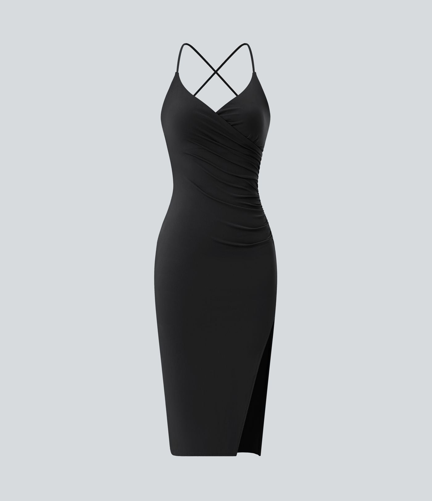 Robe moulante SoftlyZero™ Airy fendue à effet frais InstantCool, brassière intégrée, dos nu croisé à lacets, légèrement plissée pour invitée de mariage et demoiselle d'honneur