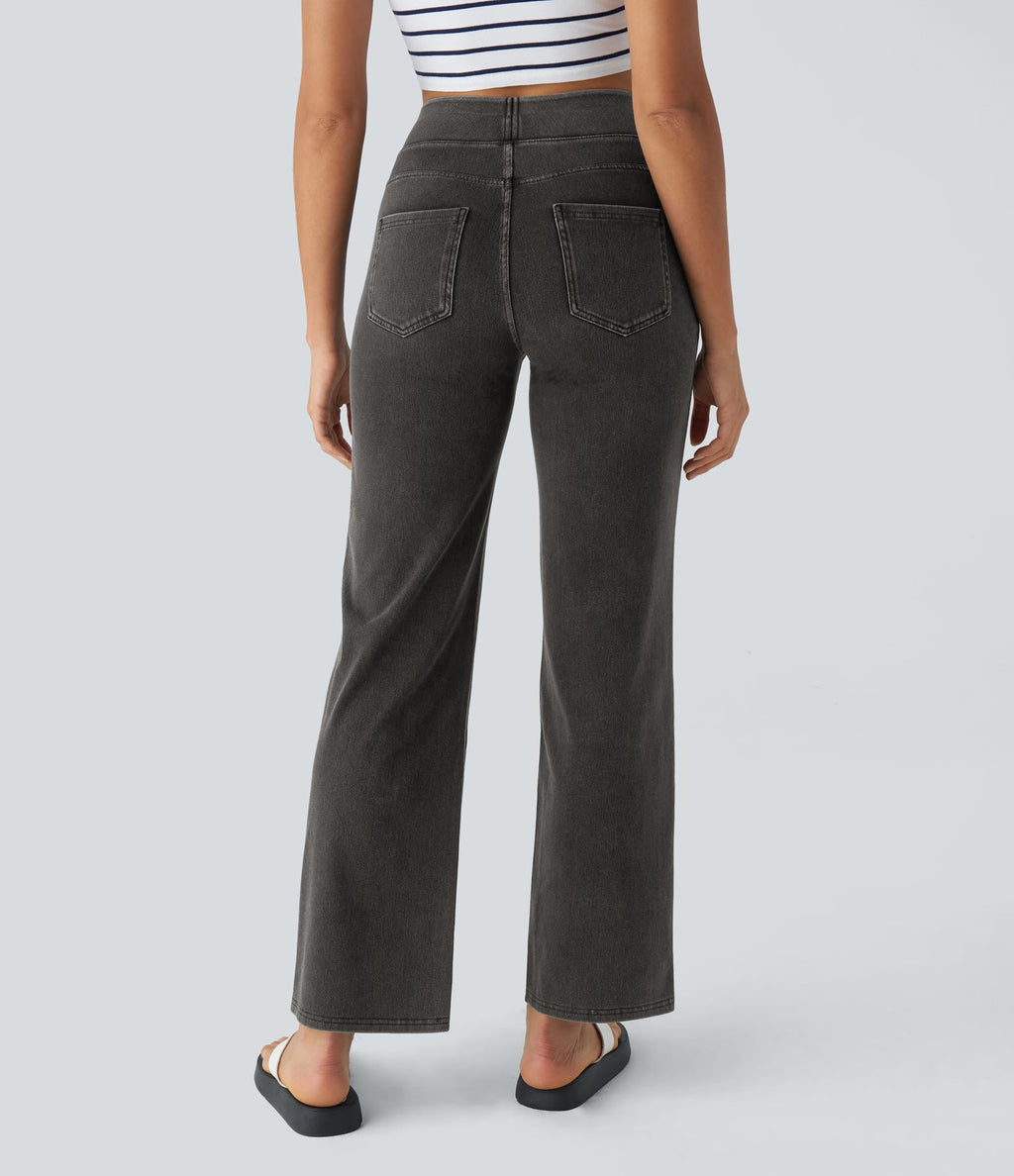Halara Flex™ Jean Droites Travail en Maille Extensible Taille Haute Plusieurs Poches