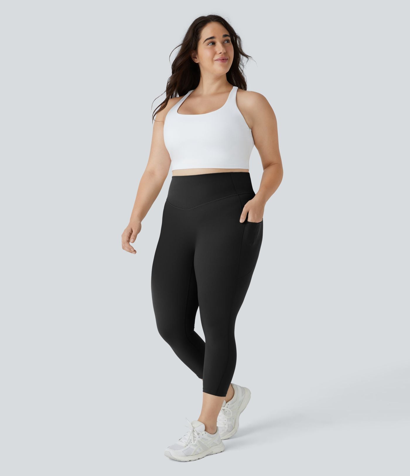 Legging Capri Training Taille Haute Poches Latérales Sculptante Grande Taille
