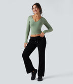 Haut de sport yoga col V à manches longues sans couture OneForm Seamless Flow