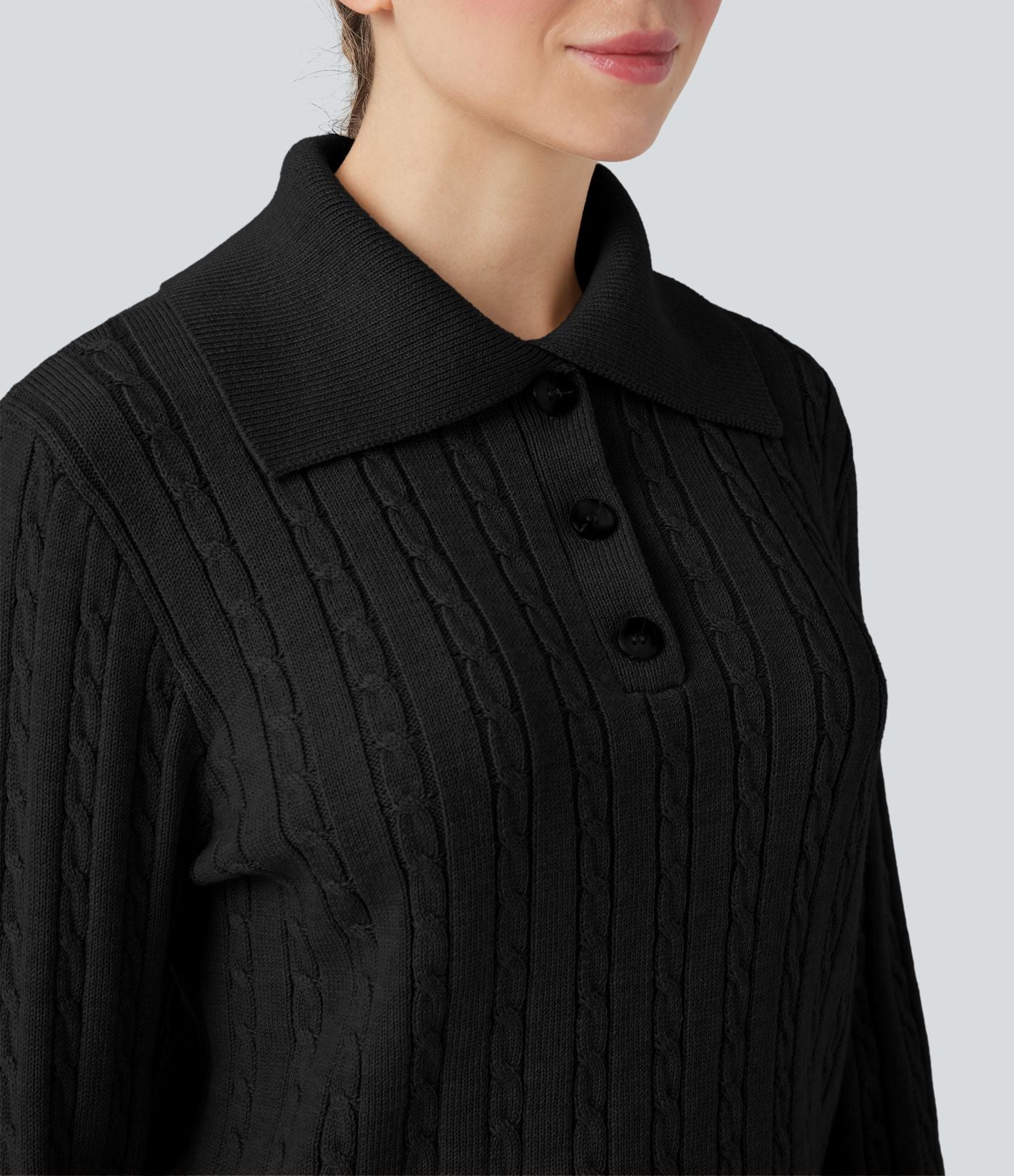 Pull laine mélangée col tailleur manches longues torsadé coupe décontractée
