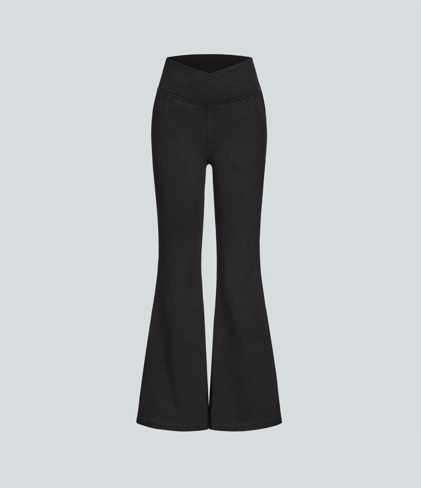 Halara Flex™ - Jean Ultra Evasé Tricot Extensible Lavé Poches Croisées Taille Haute