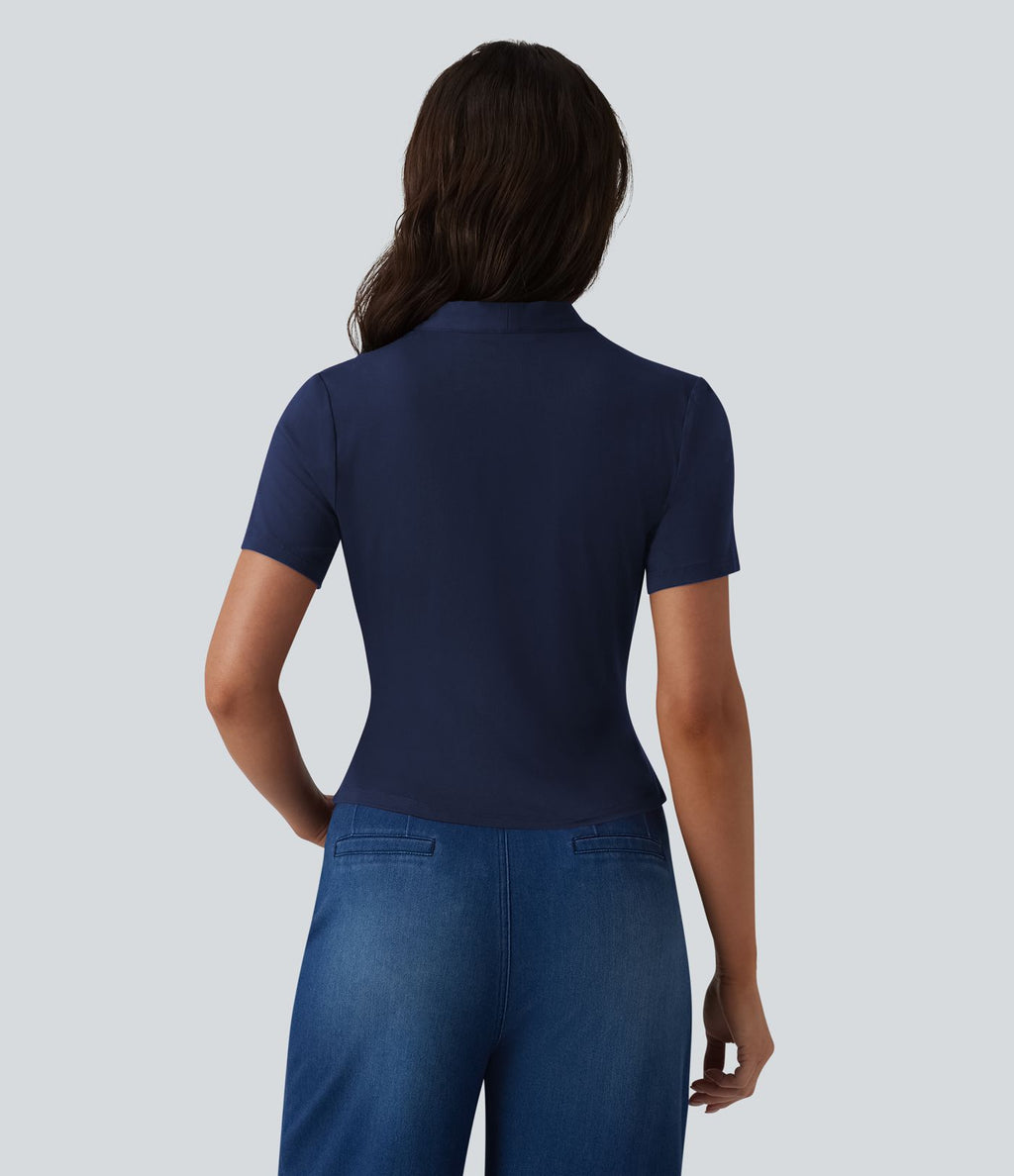 Blouse col V manches courtes pour le bureau
