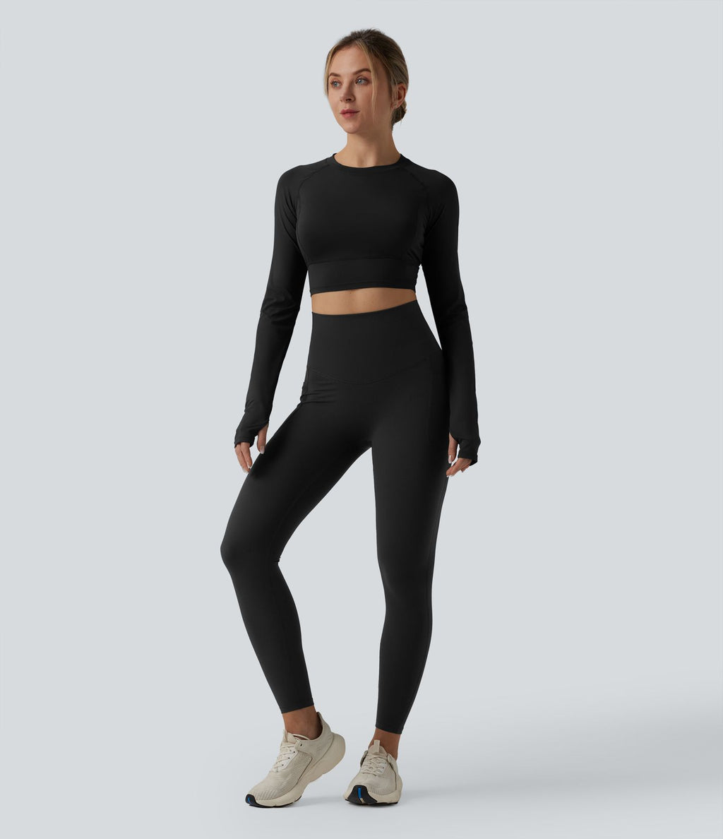 Halara Ultrasculpt™ Legging de running gainant taille haute dos croisé avec poches