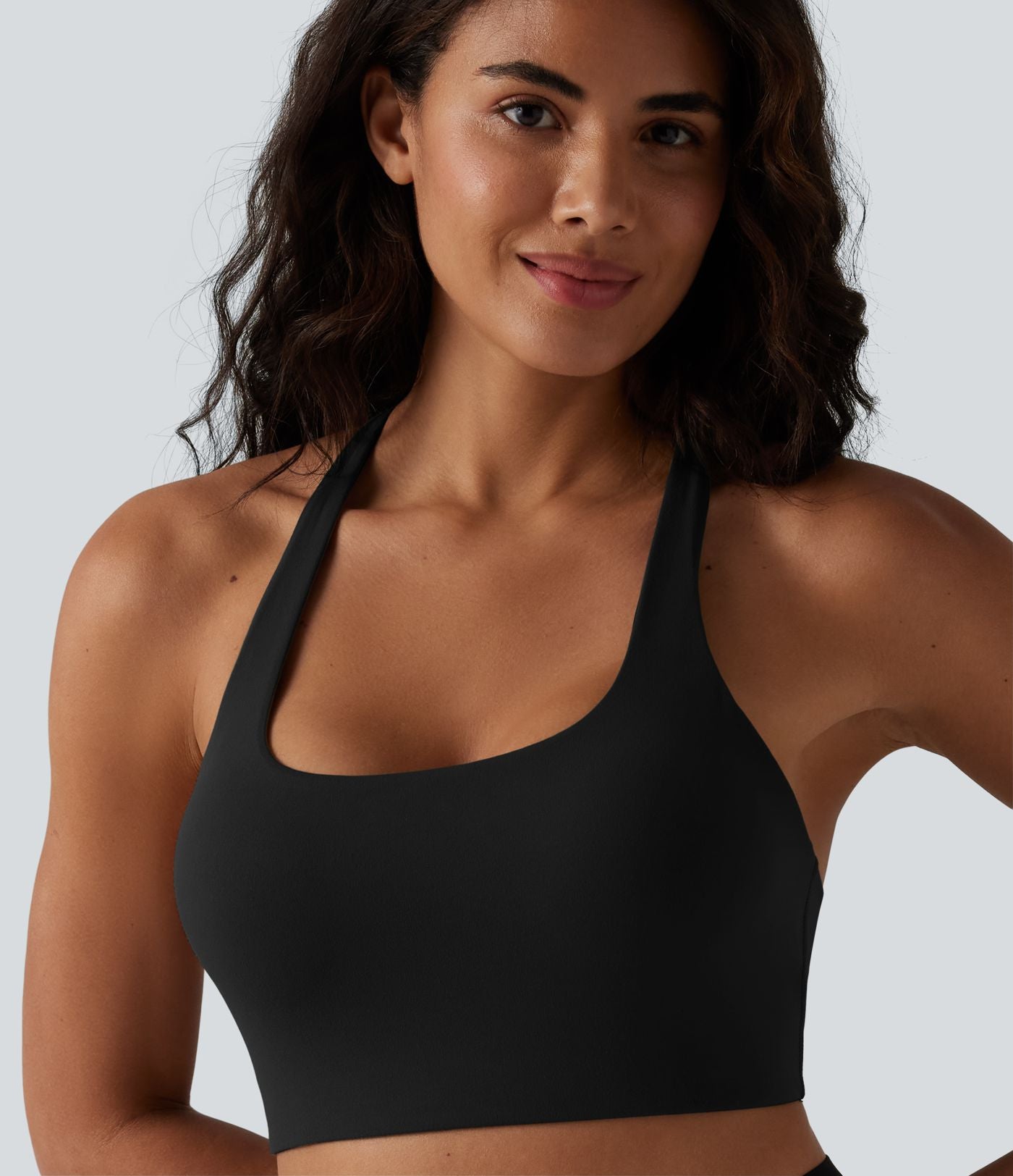 Brassière de sport SoftlyZero™ à maintien léger, dos nu, bretelles réglables, col en U, brassière intégrée bonnets B-DD