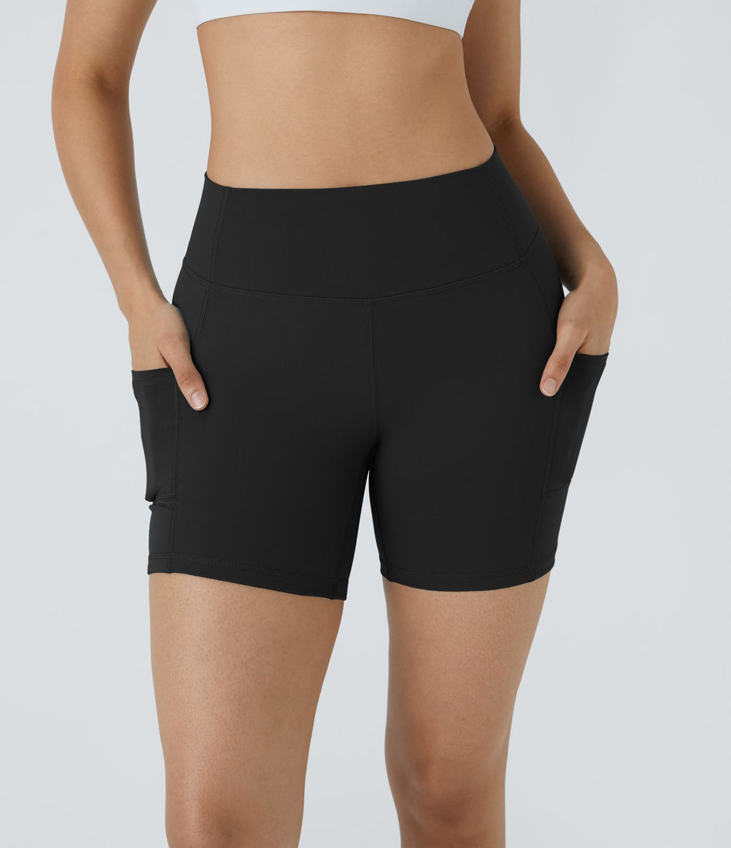 Short Course Biker Yoga Taille Haute avec Poches Latérales