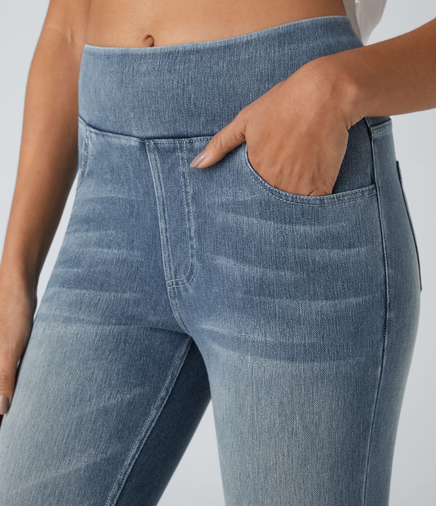 Leggings 7/8 décontractés en denim taille haute avec poches Halara Flex™