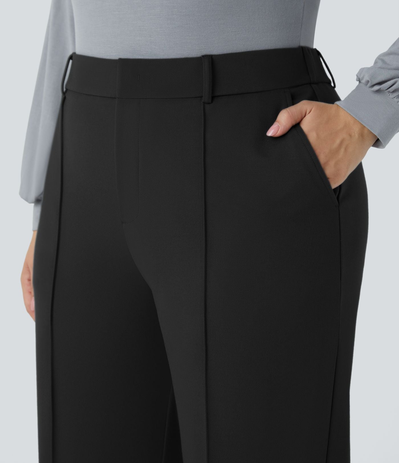 Pantalon de travail grande taille coupe droite zippé taille haute Halara Flex™ avec poches