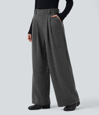 Halara Flex™ Pantalon tailleur baggy pied-de-poule taille haute avec poches