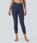 Legging corsaire de yoga taille haute croisé avec dentelle contrastée - Protection UPF50+