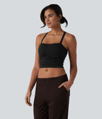 OneForm Seamless Flow Caraco de yoga crop froncé à dos croisé avec brassière intégrée sans couture
