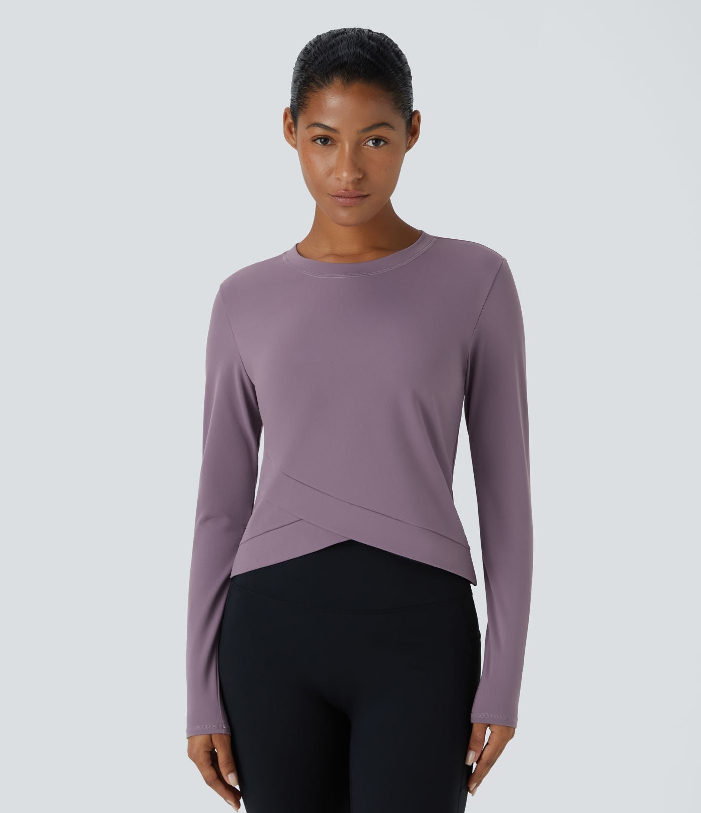 Softlyzero™ Plush Top Sport Yoga Encolure Ronde avec Ourlet Croisé