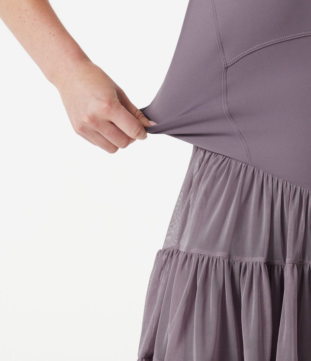 Robe sport de danse mini 2-en-1 SoftlyZero™ avec brassière intégrée, mesh contrasté et poches - Édition Easy Peasy - UPF50+