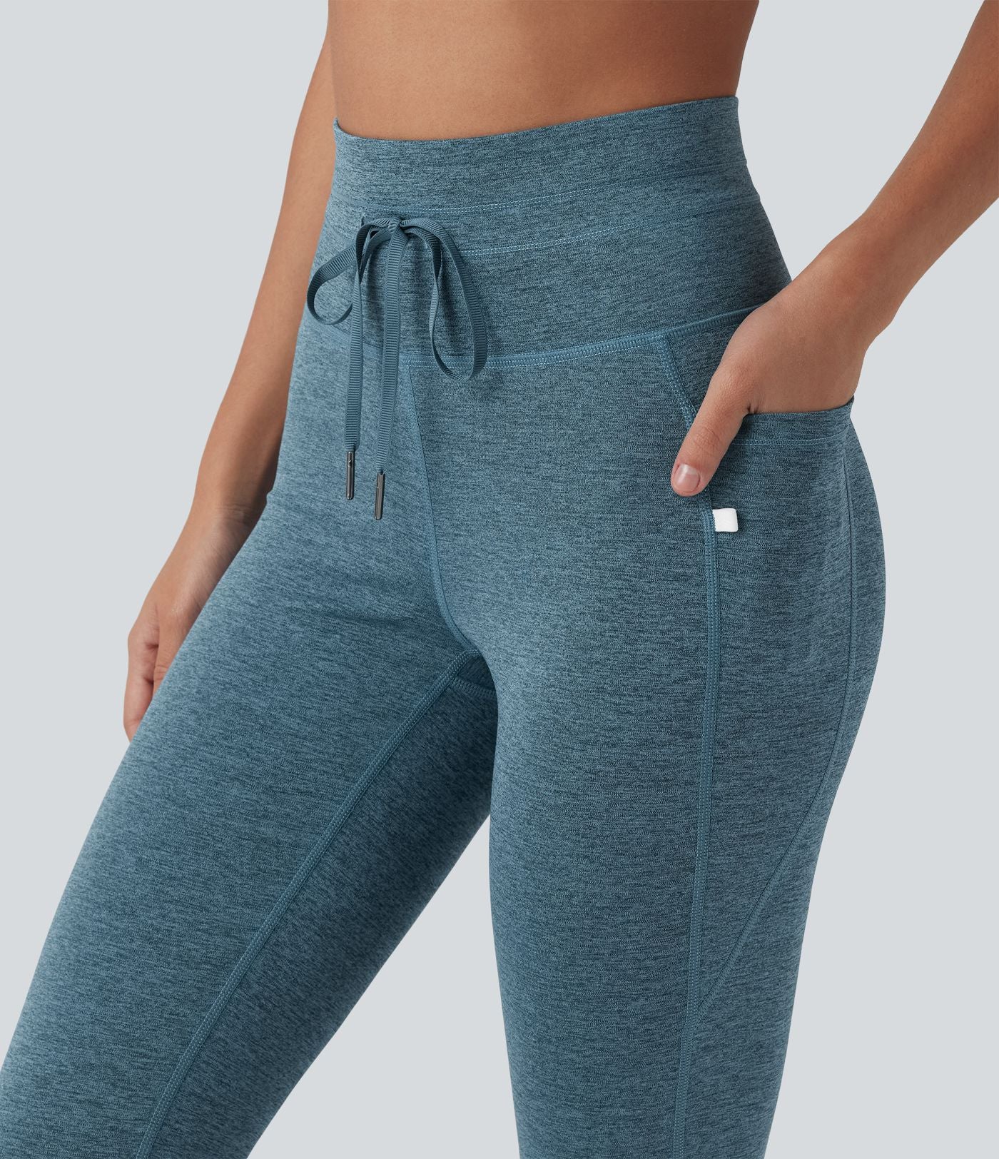 Legging 7/8 de yoga chiné taille haute séchage rapide avec cordon de serrage Halara UltraSculpt™ et poches