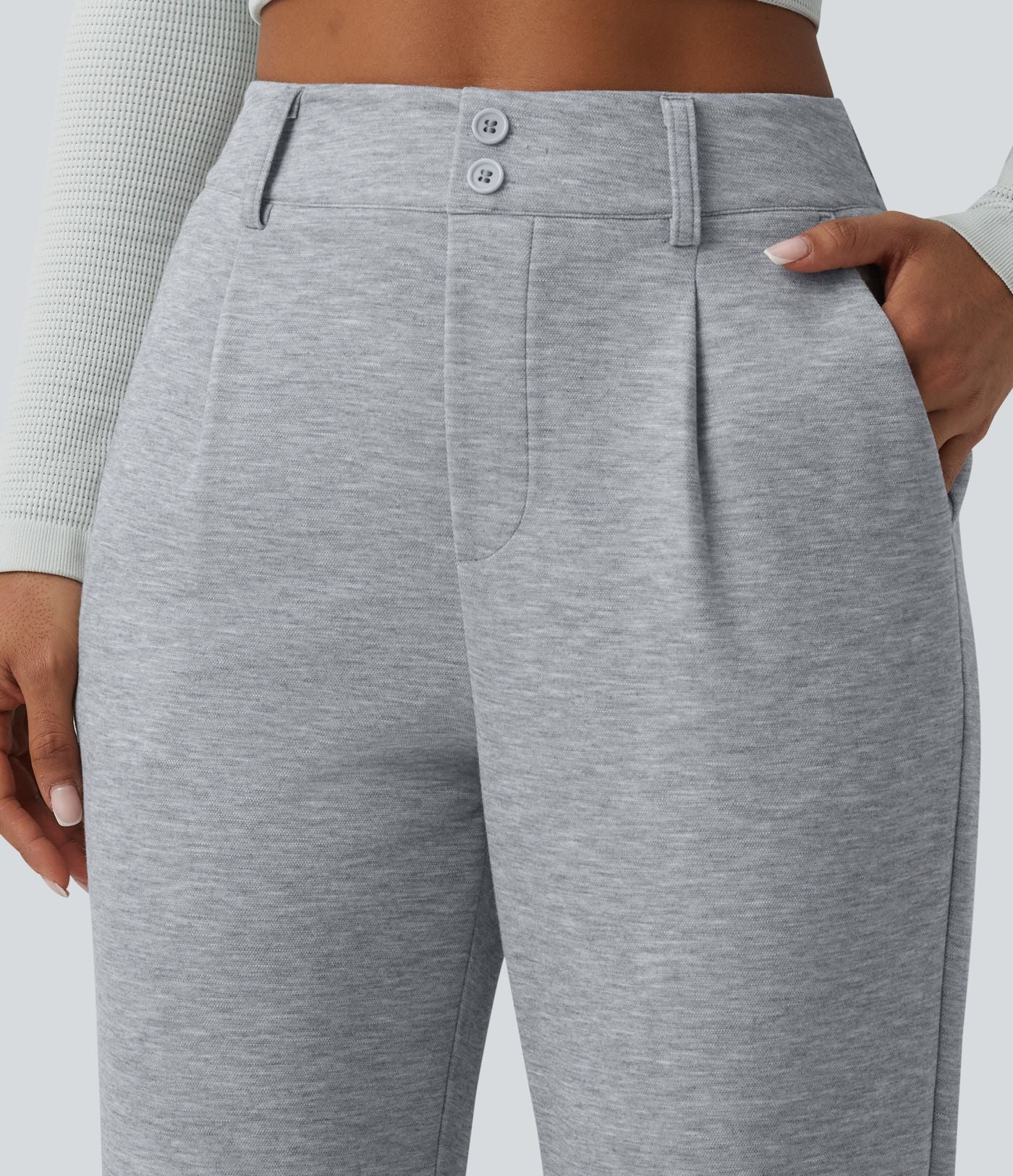 SpacerTek™ Pantalon fuselé décontracté taille haute avec poches