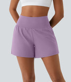 Short yoga 2-en-1 SoftlyZero™ Airy effet frais InstantCool taille très haute 12,5 cm avec poches, longueur allongée