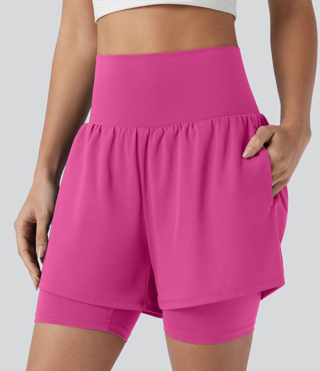 Short de yoga SoftlyZero™ Airy 2-en-1 taille ultra-haute effet frais InstantCool 17,5 cm avec poches