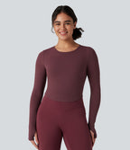 Top yoga slim SoftlyZero™ dos nu boucle ajustable manches longues avec trous pouces - UPF50+