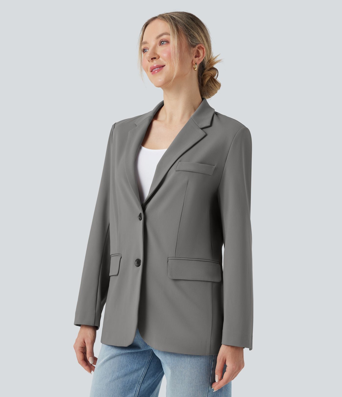 Blazer de travail col cranté à manches longues DayStretch avec poches