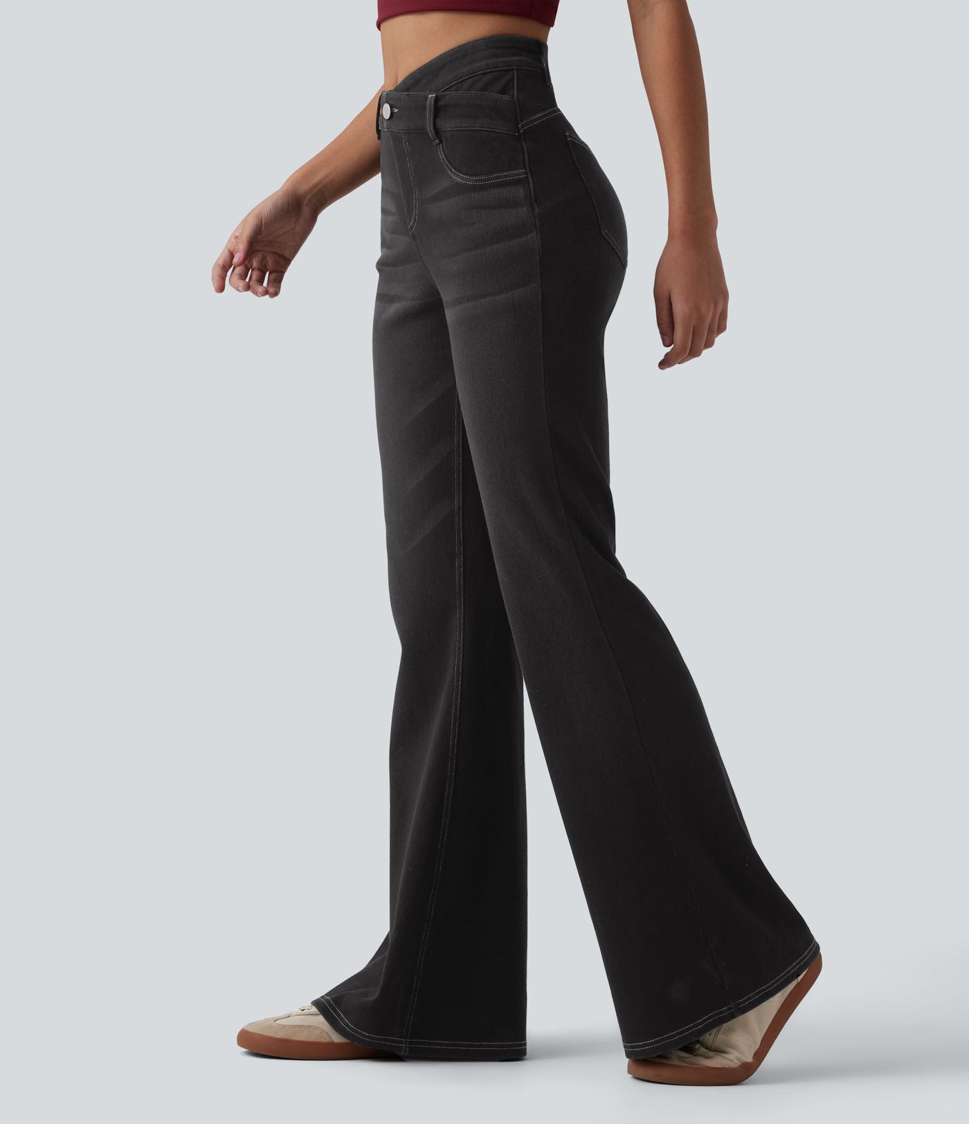 Jean Halara Flex™ taille haute croisé gainant bootcut décontracté avec poches