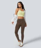 Halara Flex™ Jean Casual Skinny en Tricot Extensible Coloré Lavé à Taille Haute avec Plusieurs Poches