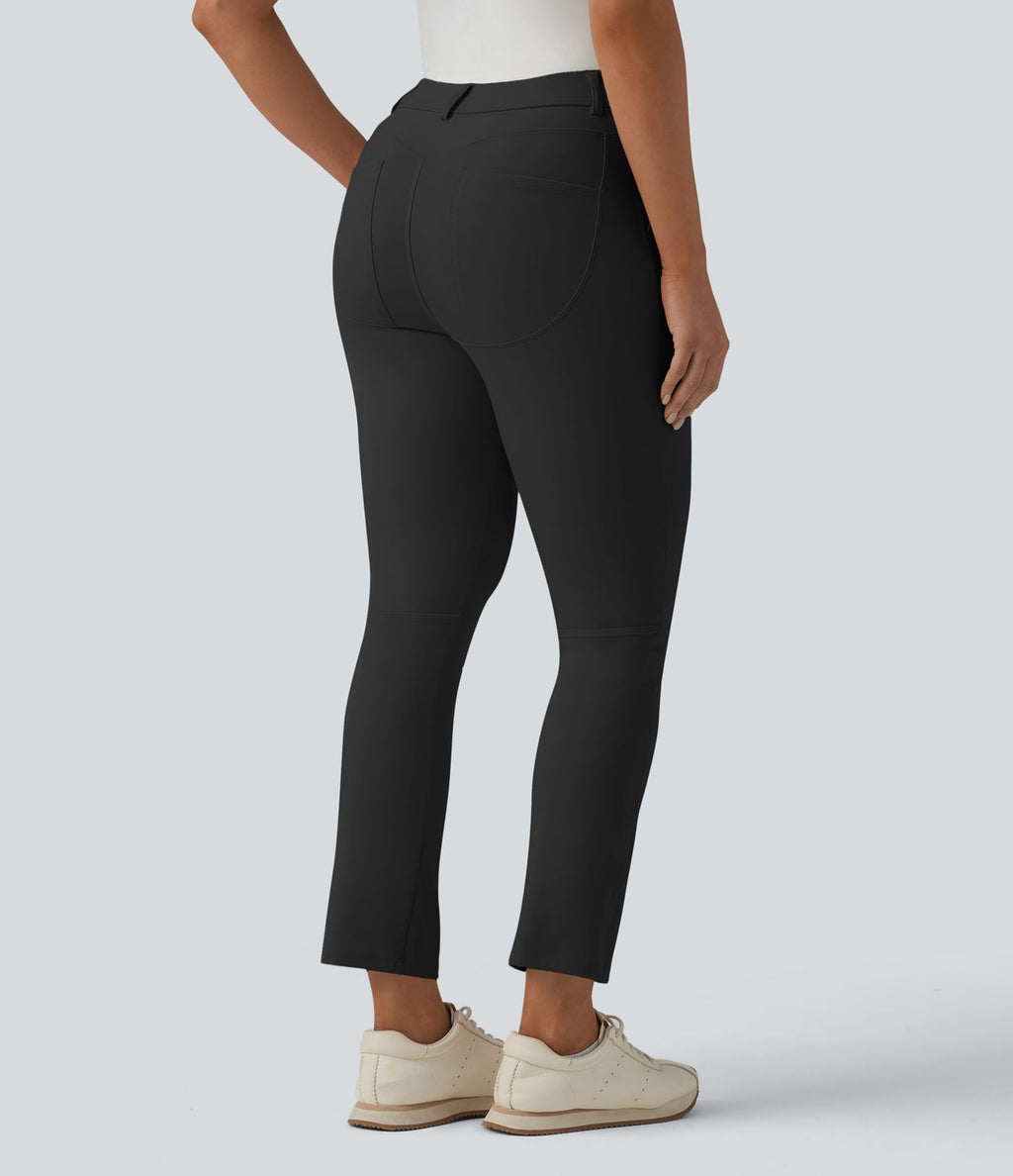 Pantalon de golf slim taille mi-haute séchage rapide avec poche pour tee, UPF 40+
