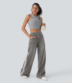 Halara Flex™ Jean large fluide délavé taille haute à rayures avec poches