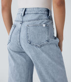Halara Flex™ Jean droit extensible à taille haute avec bouton, fermeture éclair et poches multiples