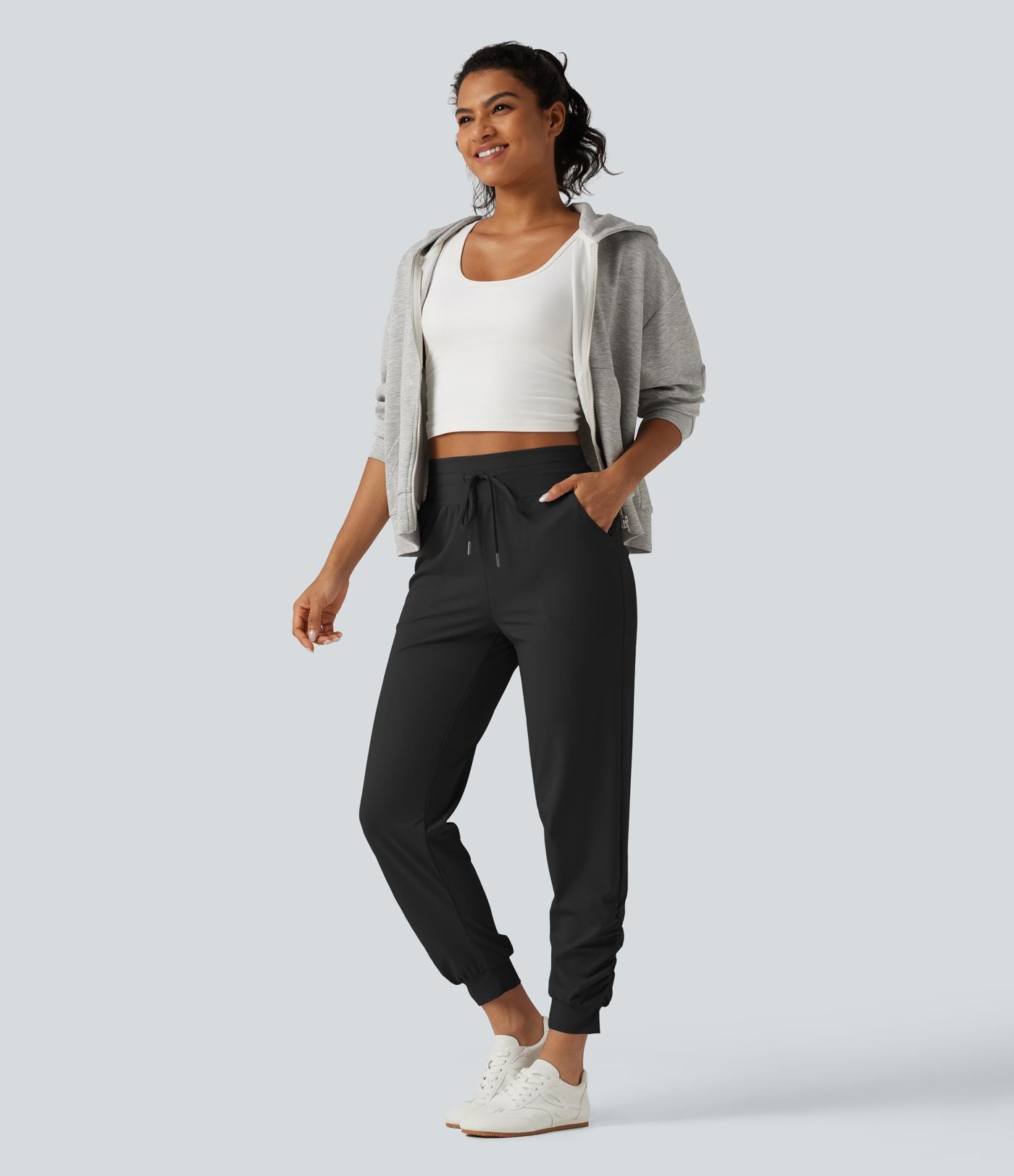 Pantalon de jogging de yoga Halara UltraSculpt™ taille haute, à cordon de serrage et fronces, avec poches