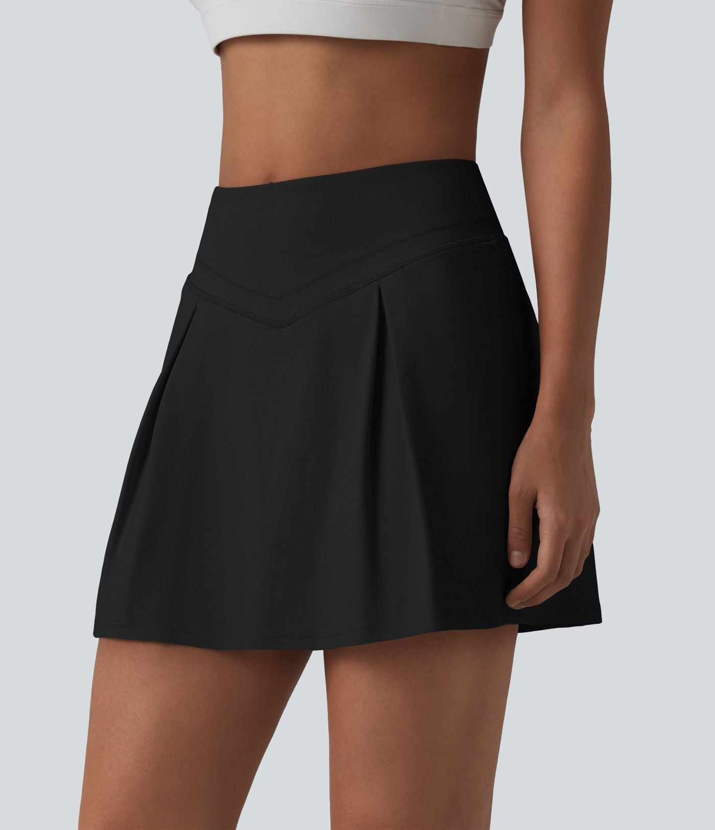 Jupe de sport 2-en-1 SoftlyZero™ Airy, taille mi-haute, effet ventre plat, froncée, avec poches - Protection solaire UPF50+