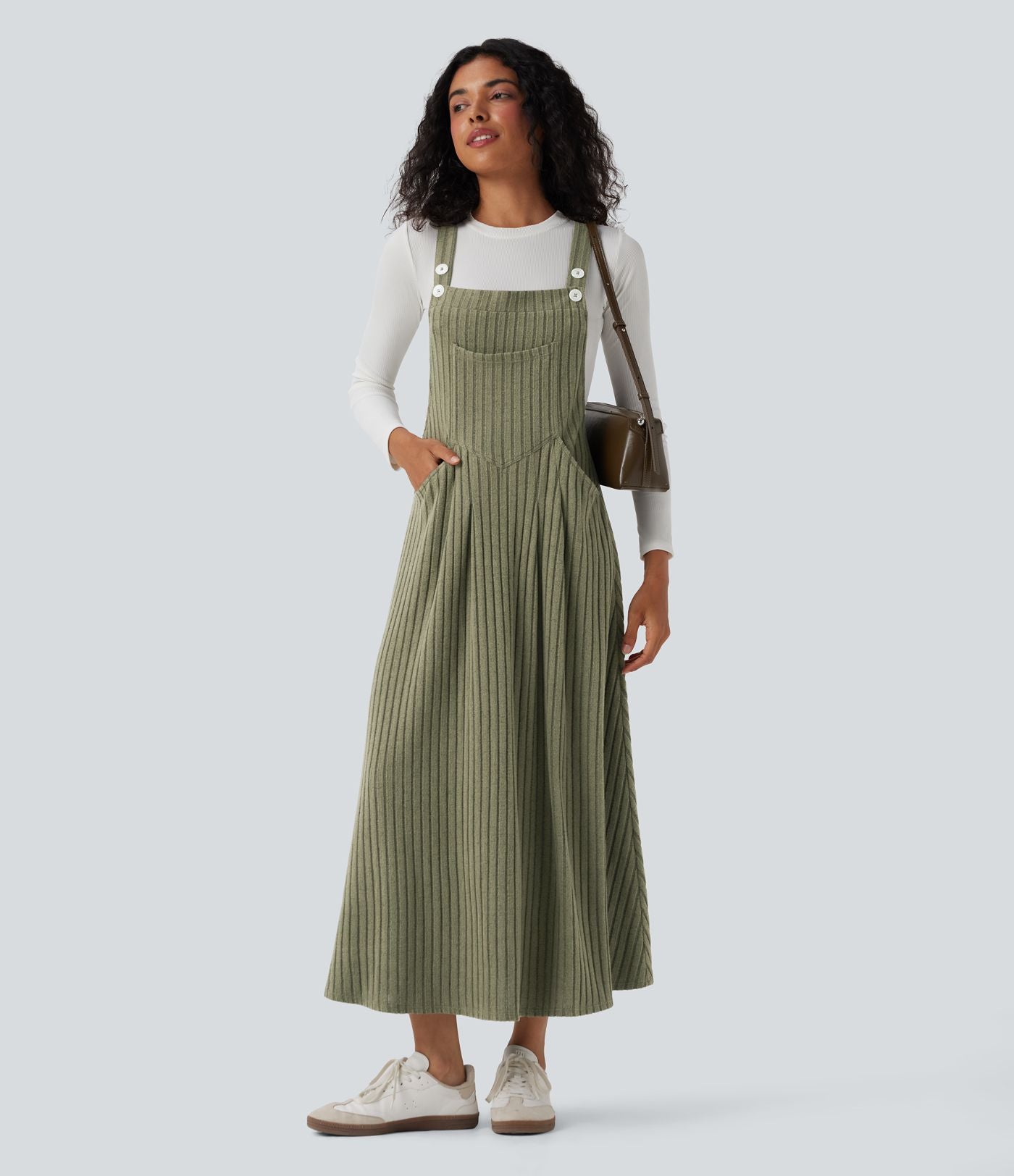 Robe de chasuble décontractée maille côtelée avec poches