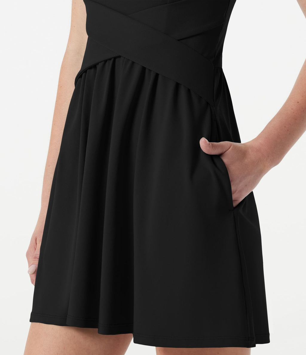 Robe mini fluide décontractée, brassière intégrée, à poches