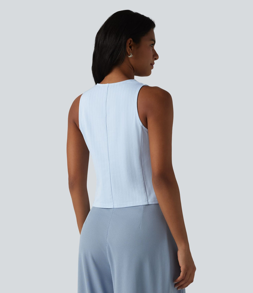 Gilet tailleur rayé à col en V et effet frais InstantCool