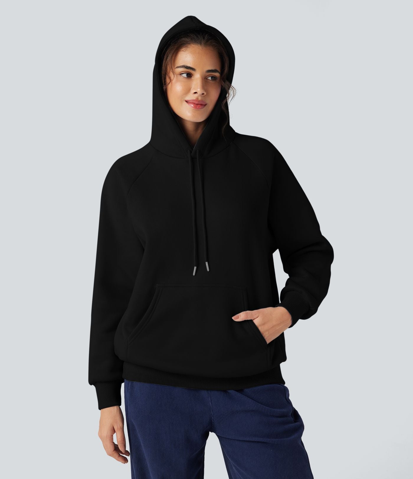 Sweat-shirt coton polaire à capuche cordon de serrage manches longues avec poches