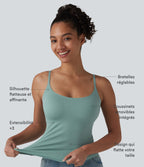 Débardeur décontracté à col rond et soutien-gorge intégré, bonnets BE