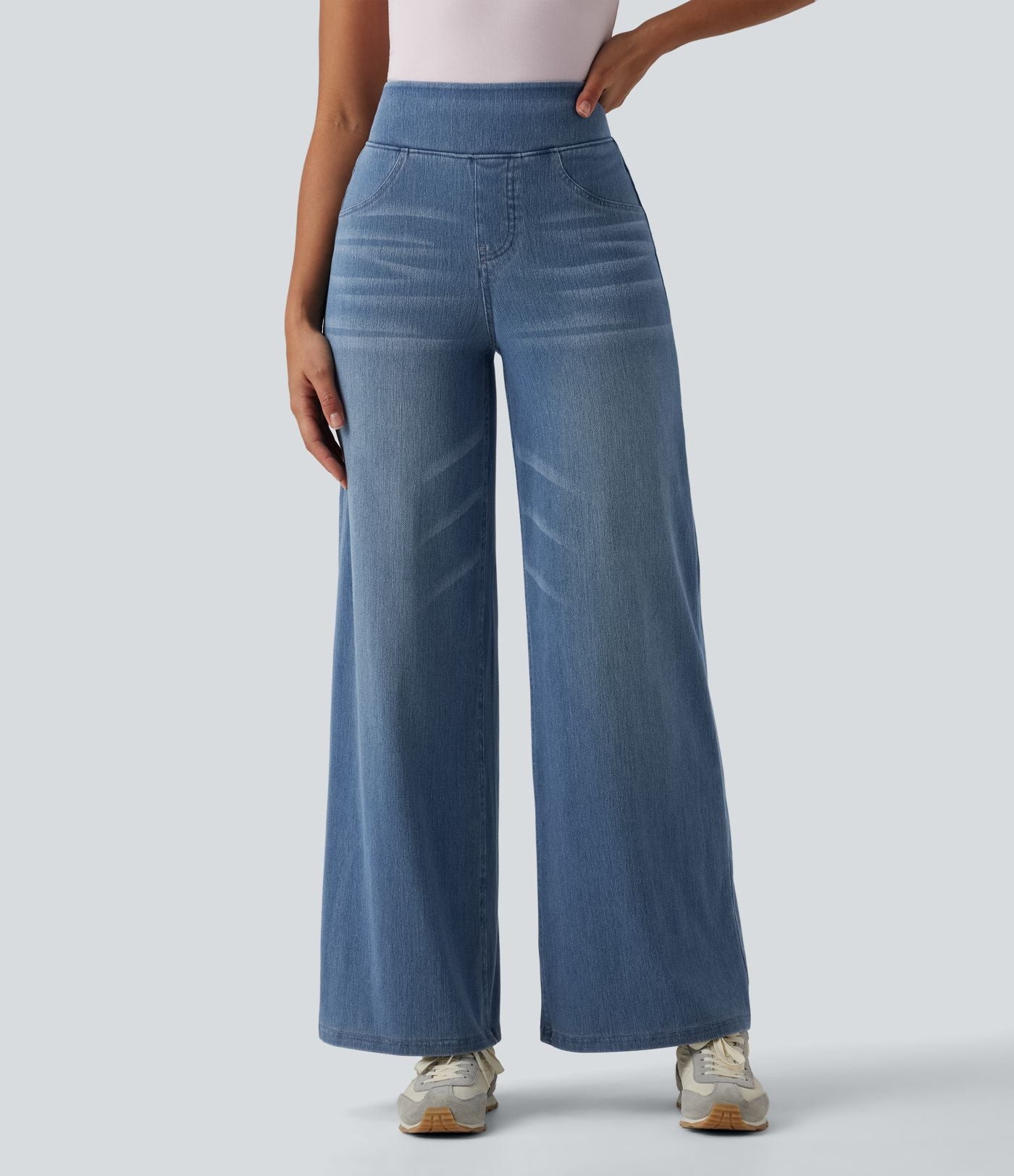 Jean large décontracté Halara Flex™ taille haute gainant avec poches