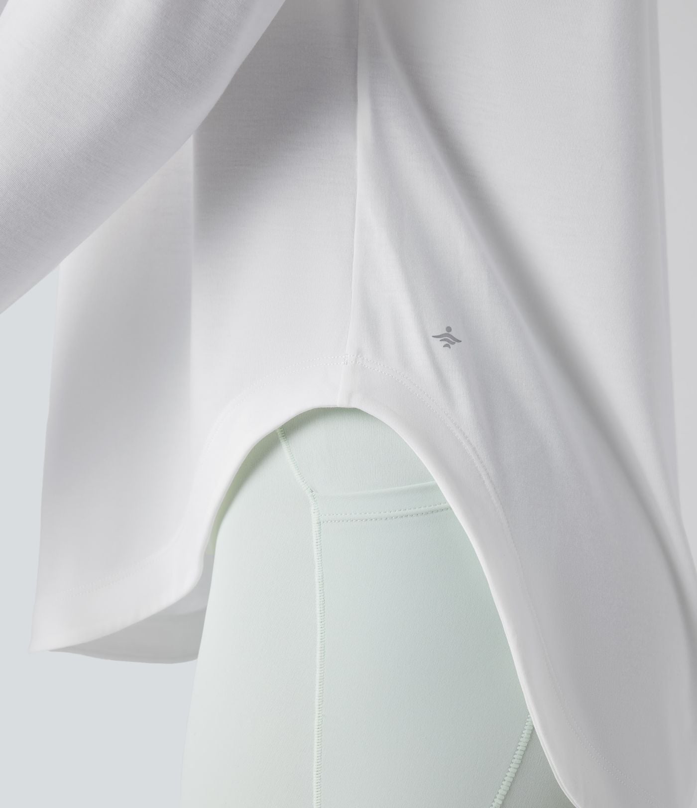 Top de sport yoga une épaule séchage rapide ourlet arrondi asymétrique manches longues avec trous pouces - Brassière intégrée