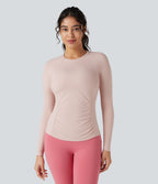 Top de sport yoga ajusté col rond manches longues raglan