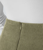 Mini-Jupe Casual en Velours Côtelé 2 en 1 Fermeture Éclair Invisible Taille Haute